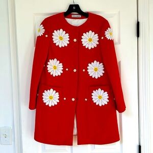 DOLCE & GABBANA Girls Red White Daisy Coat Size 11-12
